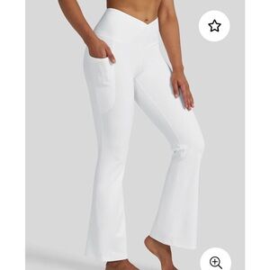 Willit Women 3X Leggings Crossover Flared White Compression Yoga Pants New